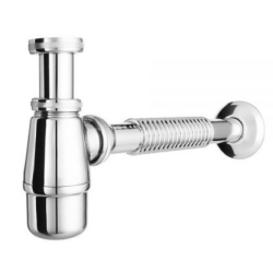 Sifón metálico simple con tubo flexible con tuerca de 1 1/2" para pileta de cocina