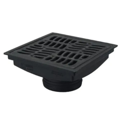 Desagüe - Embudo con rejilla plástica 20x20 - Diámetro 105 - Acanalado