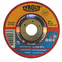 Disco de desbaste 114 x 4,8 x 22,23mm 2 en 1, Acero y Acero Inoxidable tyrolit