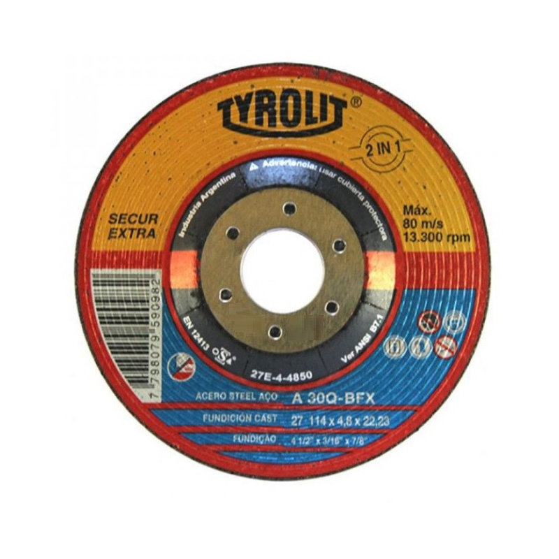 Disco de desbaste 114 x 4,8 x 22,23mm 2 en 1, Acero y Acero Inoxidable tyrolit