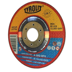 Disco de desbaste 114 x 4,8 x 22,23mm 2 en 1, Acero y Acero Inoxidable tyrolit