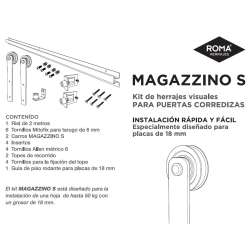 Guia magazzino recto negro kit art. 640S x 2 mts