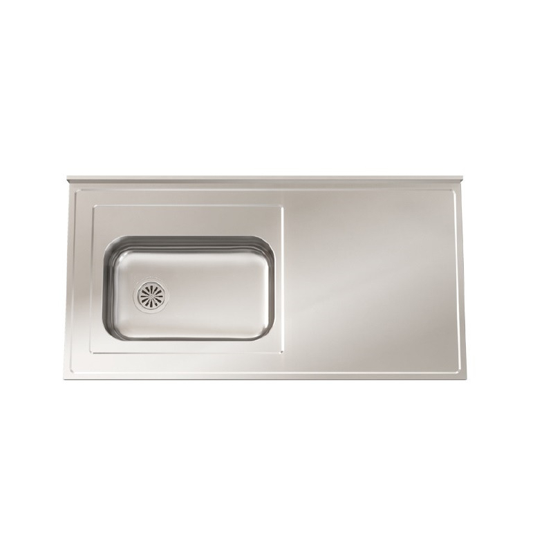 Mesada Johnson acero inoxidable 430, 160cm con pileta ZZ52 - Izquierda - sin orificios