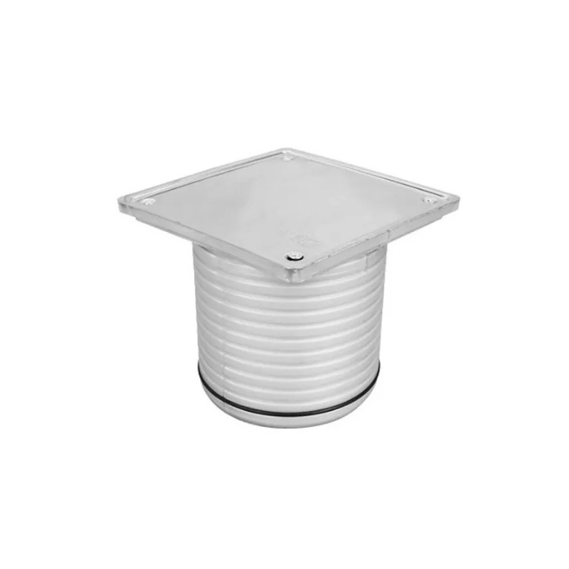 Desague polipropileno  - Portareja 12x12cm con tapa ciega de acero - 110