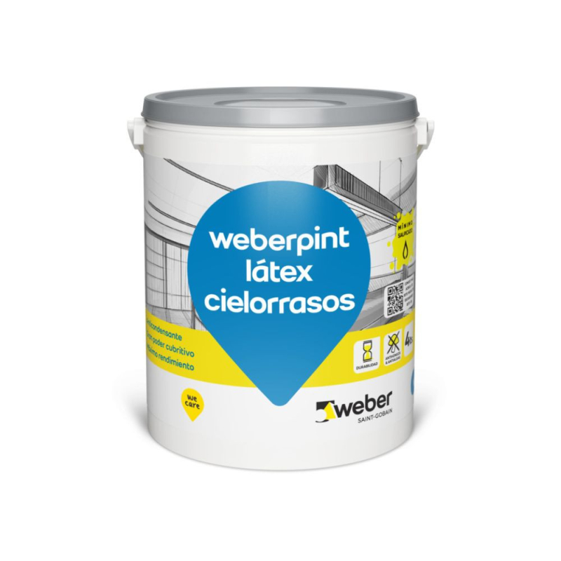 Pintura Latex Cielorraso blanco mate - Weber - 10lts