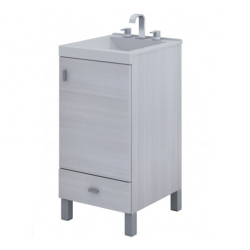 Vanitory Schneider Terra basic blanco Texturado 40cm - Bisagra derecha - Mesada Mármol sintético Silton - 3 Agujeros