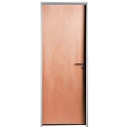 Puerta placa cedro - Marco de aluminio blanco 80x10 Tabique de Yeso - Valentinuz (Izquierda)