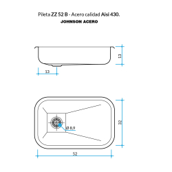 Johnson pileta simple zz-52B - 52x32x13cm