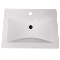 Vanitory JC Obra standard 50cm 2 puertas blanco - Mesada Mármol sintético recta - 1 orificio