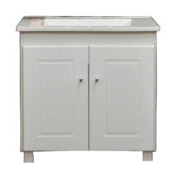 Vanitory JC Obra standard 60cm 2 puertas blanco - Mesada Mármol sintético recta - 1 orificio