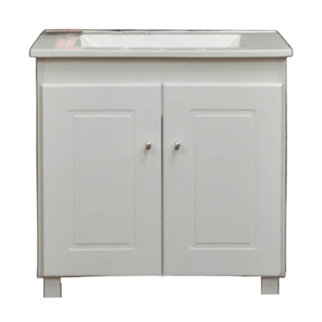 Vanitory JC Obra standard 60cm 2 puertas blanco - Mesada Mármol sintético recta - 1 orificio