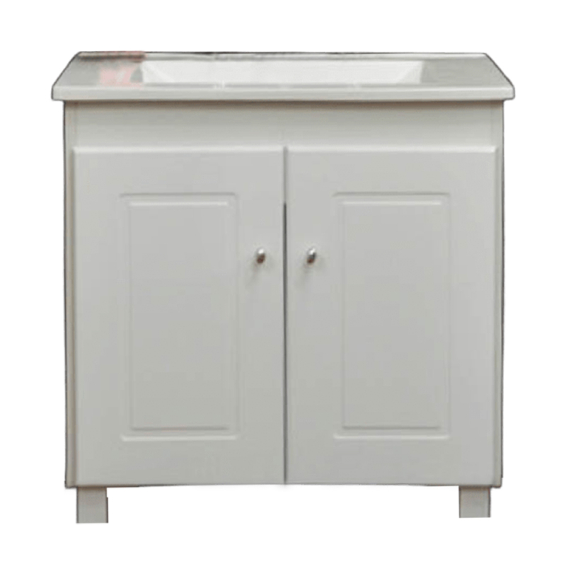 Vanitory JC Obra standard 60cm 2 puertas blanco - Mesada Mármol sintético recta - 3 orificios