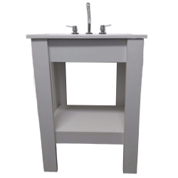 Vanitory New Country JC 50cm melamina blanca - Mesada Mármol sintético recta blanca - 1 orificio