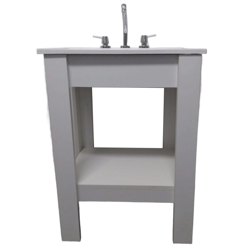 Vanitory New Country JC 50cm melamina blanca - Mesada Mármol sintético recta blanca - 3 orificios