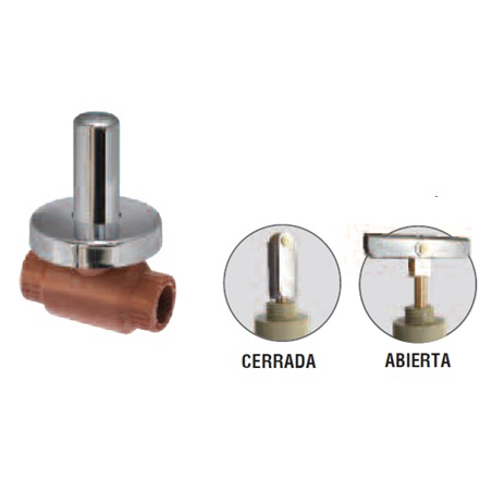 Válvula Esférica para embutir H3 - FF con mando oculto Capuchón y Roseta Cromada 1" 6433 hidro 3