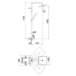 Grifería Nobili Seven Ducha barral termostático externo - Cromo