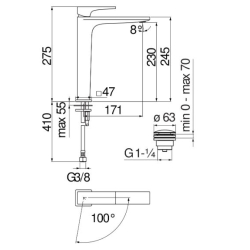 Grifería Nobili Seven monocomando lavatorio alto - Negro