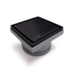 Pileta patio 12x12 110mm - base ABS- tapa de acero inoxidable negro mate atrim