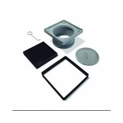 Pileta patio 12x12 110mm - base ABS- tapa de acero inoxidable negro mate atrim