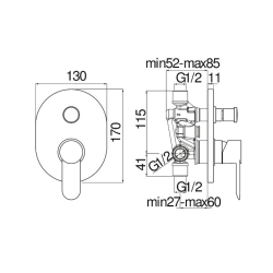 Grifería Nobili Sand Monocomando Ducha Embutida con pico lavapies - Cromo