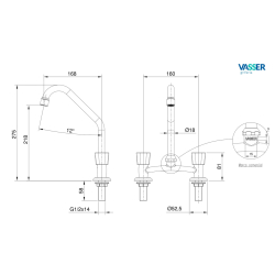 Grifería Vasser Alizé cocina mesada (Bronce)