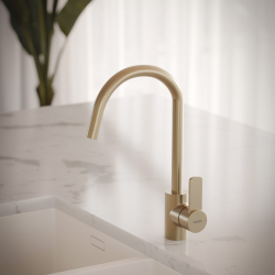 Grifería Vasser Hera monocomando cocina mesada brushed gold