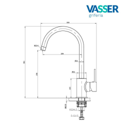 Grifería Vasser Hera monocomando cocina mesada brushed gold