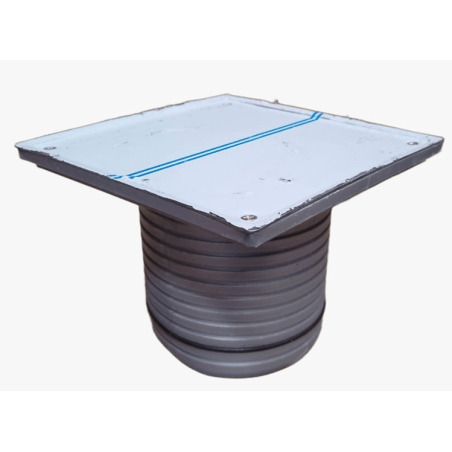 Desague portarejilla acanalado - 15x15cm con tapa ciega de acero - 110