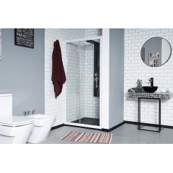 Mampara Gorena - 1 hoja movil - Cristal esfumado - Perfil blanco - 90x180cm - SC06B