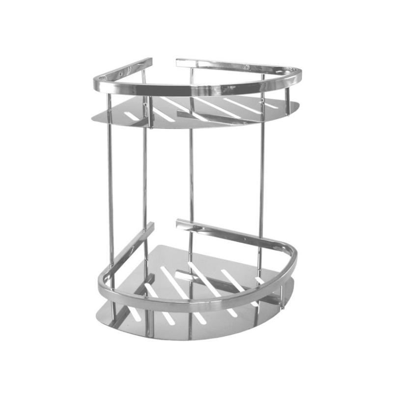 ACCESORIO BAÑO ORGANIZADOR ESQUINERO 2 ESTANTES ACERO INOXIDABLE