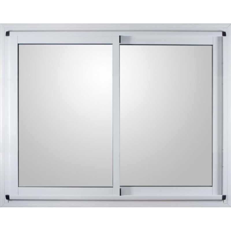 VENTANA ALUMINIO BLANCO VIDRIO ENTERO CON GUIA 150CM X 110CM