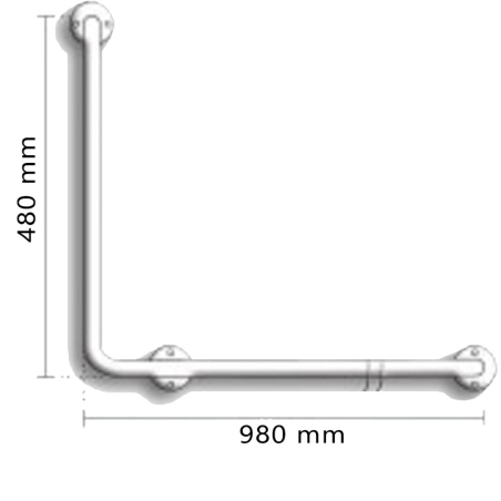 ACC.BAÑO SEG.BARRAL 90° IZQ 48X98CM BLANCO