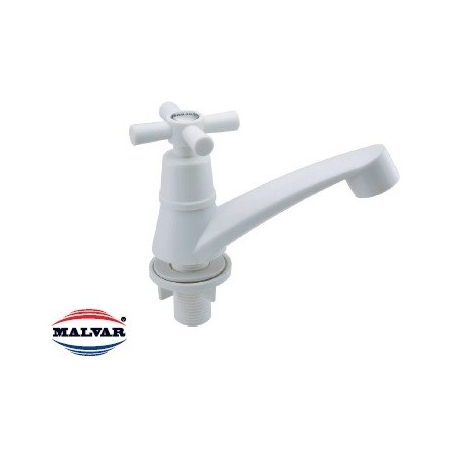 CANILLA LAVATORIO PLASTICA BLANCA VOLANTE CRUZ