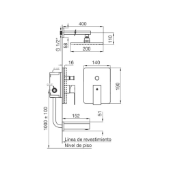FV grifería Dominic new monocomando bañera con transferencia 106/85N
