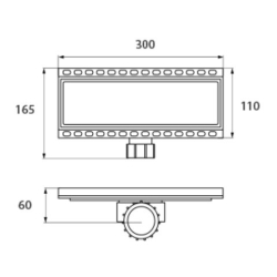 Desagüe lineal 300mm ABS y acero inoxidable rejilla Ideal