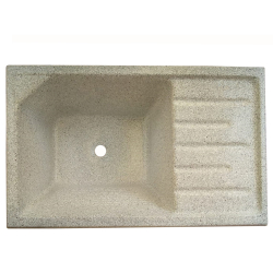 Pileta fibra de vidrio símil gris mara con mesada derecha 75x46cm - RUCO