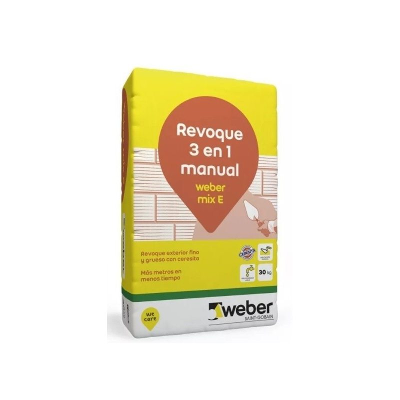 Weber revoque exterior mix E 3 en 1 30 kg terminaciones mm