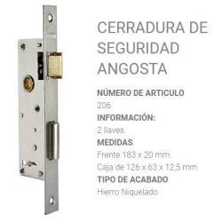 Cerradura de seguridad angosta izquierda prive 206