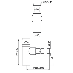 Sifón cromado para lavatorio - FV-242.01 - Minimalista