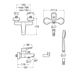 ROCA grifería Atlas monocomando - Bañera exterior con transferencia cromo