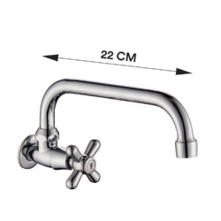 Canilla de pared - Pico móvil 'U' largo 22cm - Volante cruz